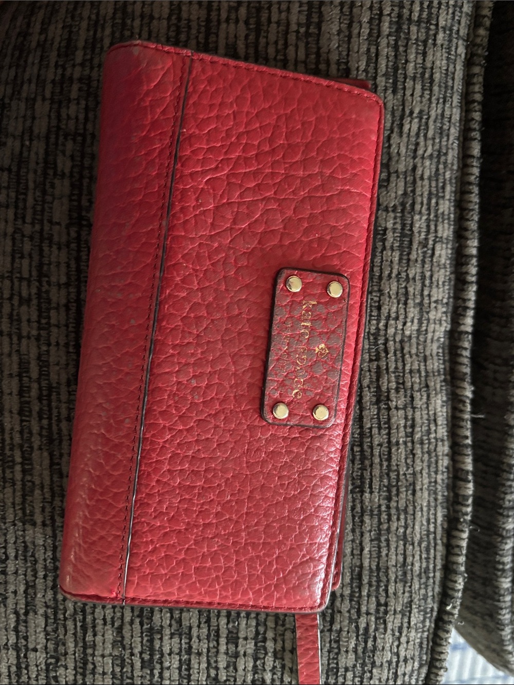 Used and loved Kate Spade Red Textured Leather Wallet